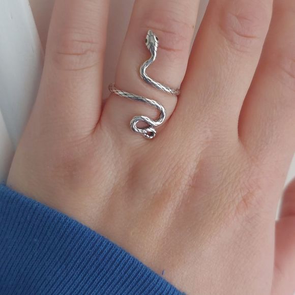 925 Sterling Silver Snake Adjustable Ring - Picture 5 of 6